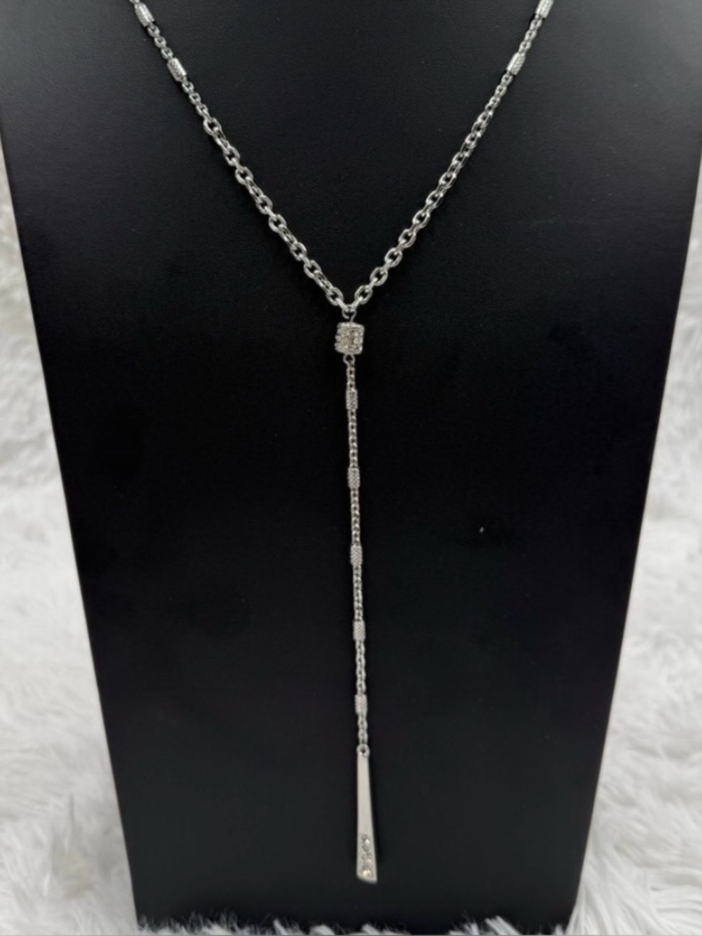 The Limited Silver-Tone Y-Drop Lariat Necklace Adjustable